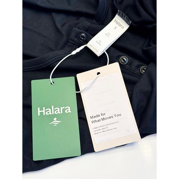 Halara Ribbed Henley Long Sleeve Slim Black Top Size Small NWT - Picture 7 of 9